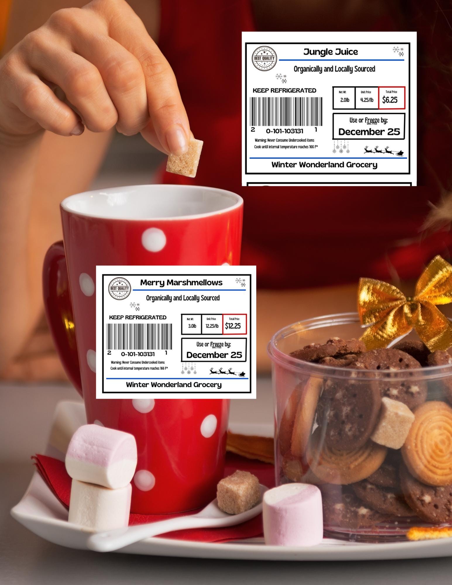 Printable Christmas Fake Food Labels: Holiday Prank Supermarket Labels ...