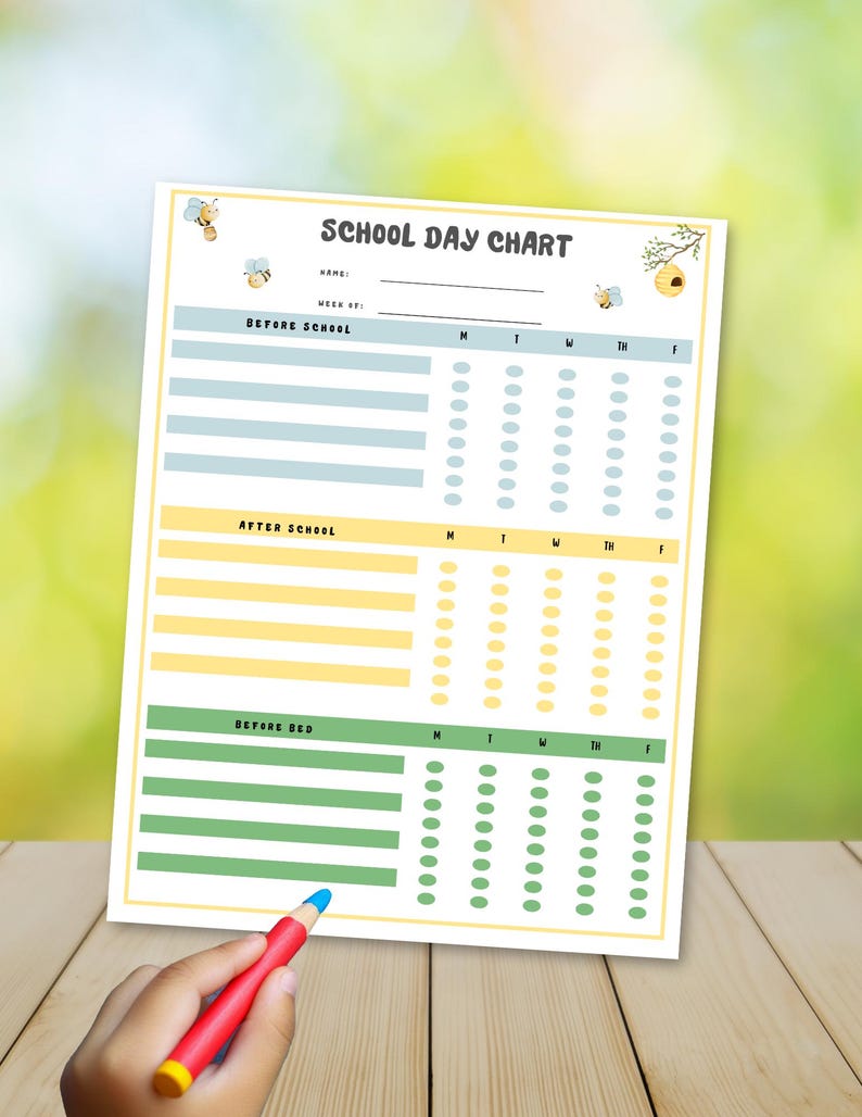 Kids School Day Routine Chart,printable Checklist,school Day Routine ...