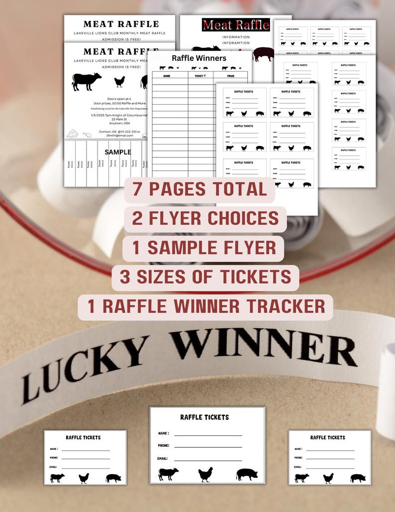 Sample Meat Raffle Flyer Meat Raffle Fundraiser Bundle:meat Raffle Fundraiser Kit,tickets, Flyer ...
