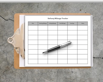 Delivery Mileage Log Printable, Mileage Tracker, Log Book Planner Taxes, Gig Apps, Tracker Accessories, Delivery  Logbook, Vehicle Tracker,