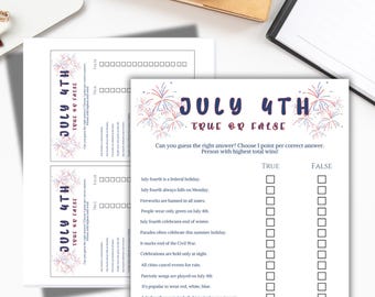 Juego de trivia del 4 de julio, actividad imprimible del 4 de julio, juegos del 4 de julio, juegos del Día de la Independencia, juegos patrióticos, actividades para la fiesta del 4 de julio