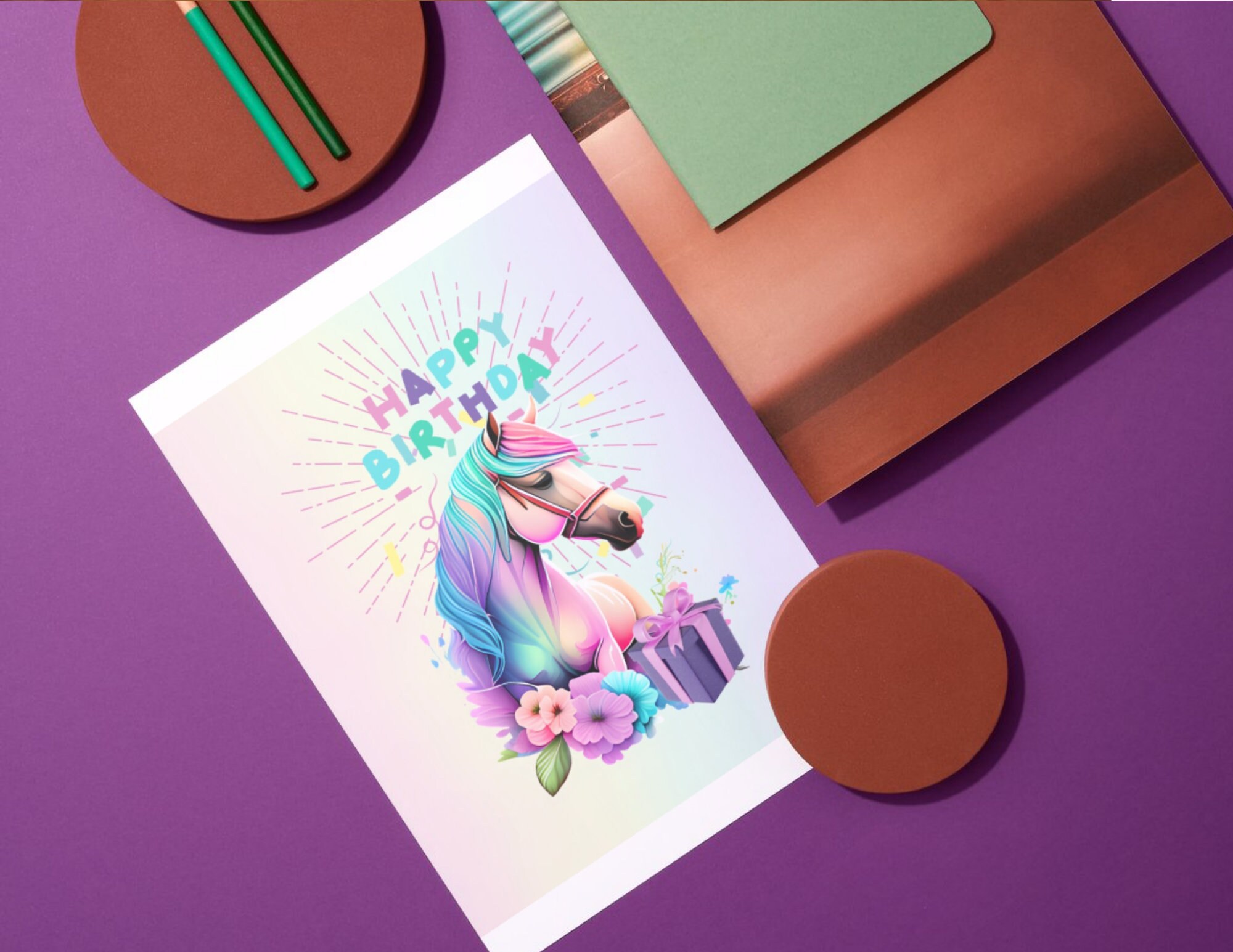 Carte De Vœux Sainte Catherine 25 Novembre - Licorne Cheval Fleuri, Format 12x17 Cm Avec Enveloppe, Fabrication Française