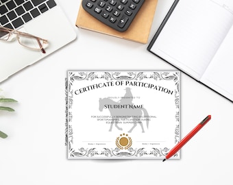 Western theme Horse Camp Certificate Award, Western Rider trophy,Horse Certificate Template,Printable Equestrian Certificate,Horse Club