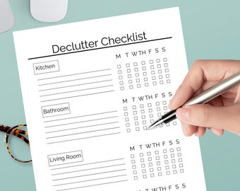Lista de verificación para ordenar, Planificador para el TDAH, Guía para ordenar, Planificador de limpieza para TDAH, Gestión del hogar, Planificador de organización del hogar