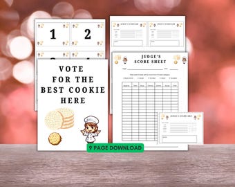 Kit concours de biscuits, cartes de vote Échange de biscuits, bulletins de vote Échange de biscuits, biscuits cuits au four, vote de biscuits, bulletin de vote concours de biscuits de Noël