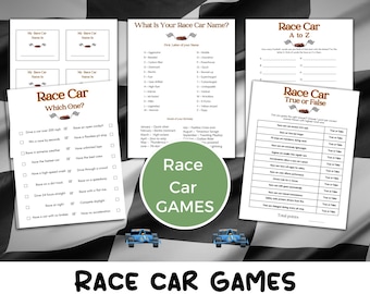 Race Car Party Games,Printable Birthday Activities, Racing themed party games, Race car birthday party activities, Race car party game pack