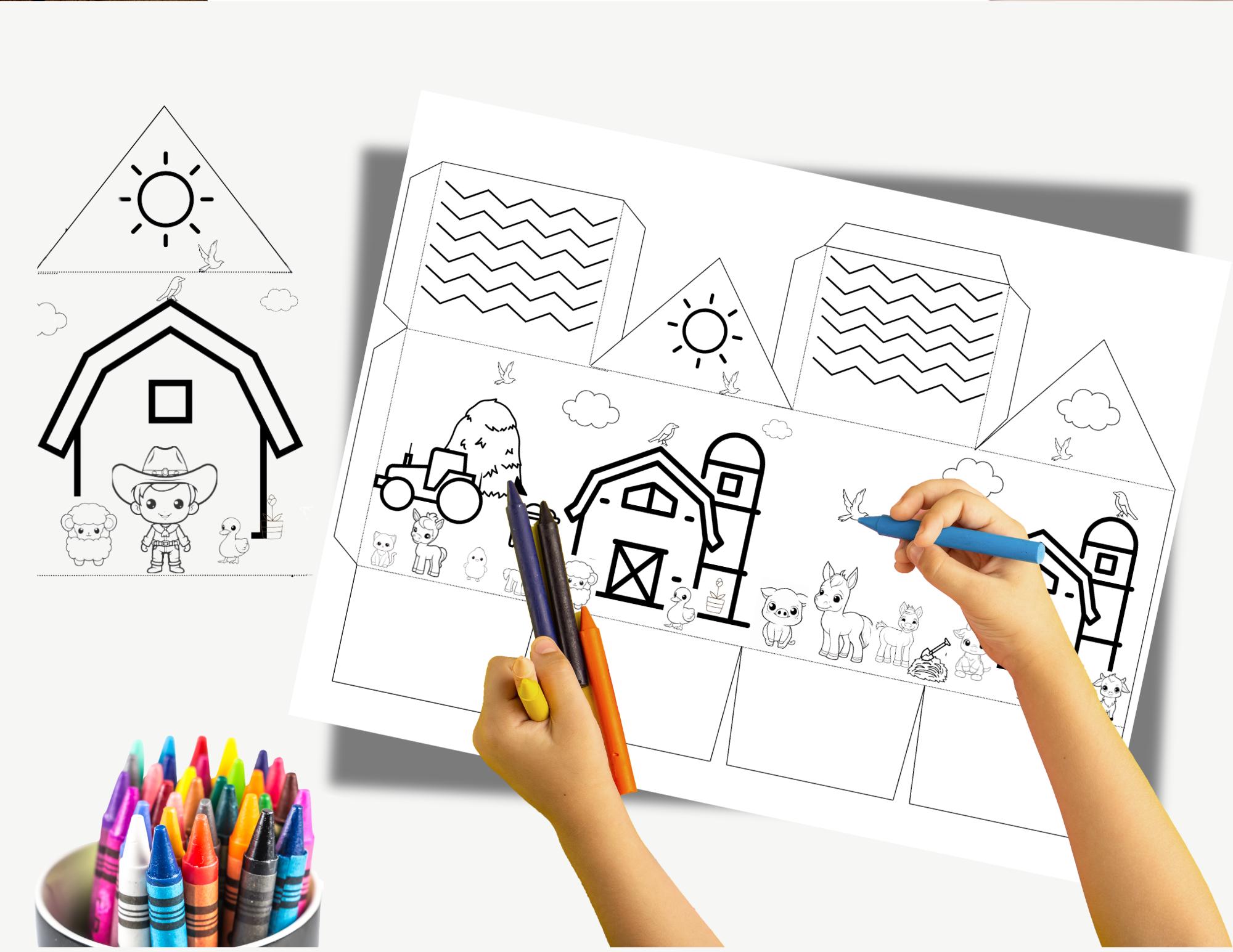 Farm Paper House Craft: Printable Barn Village for Kids (PDF), Barn ...