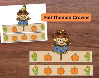 Fall Paper Crown, Kids Coloring Craft Activity,Fall coloring craft, autumn coloring crown craft for kids, Fall coloring hat for children
