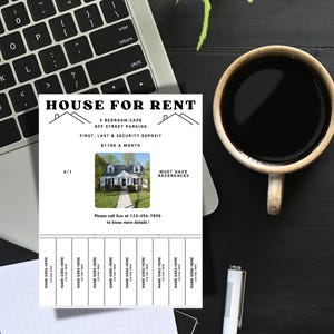 House for Rent Flyer Template: Tear-Away Contact Info (PDF)