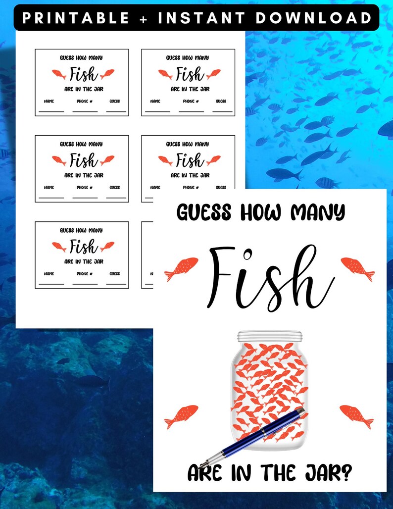 Guessing Raffle Guess How Many Fish Game: Printable Raffle Sign & Bid Slips (PDF ...