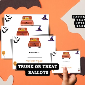 Halloween Trunk or Treat Voting Ballot Cards, Trunk or treat Voting cards, Halloween event voting cards for Trunk or treat events, ballots