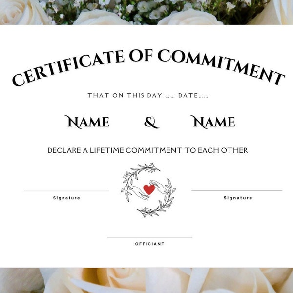 Wedding/Commitment Ceremony Certificate