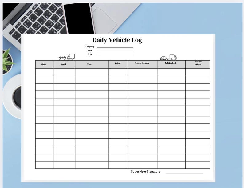 Vehicle Collection Log Printable Company Vehicle Log,fleet Management Tracker, Vehicle ...