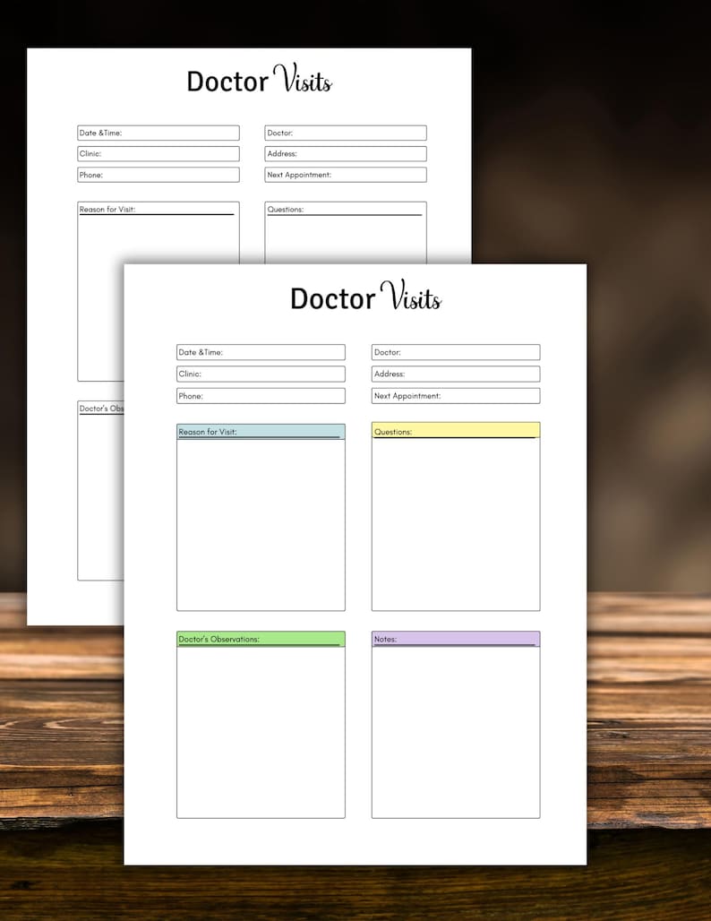 Doctor Visit Notes Template: Printable Medical Appointment Form (PDF ...