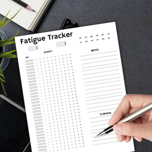 Printable Fatigue Tracker: Monthly Energy Log (PDF Download)