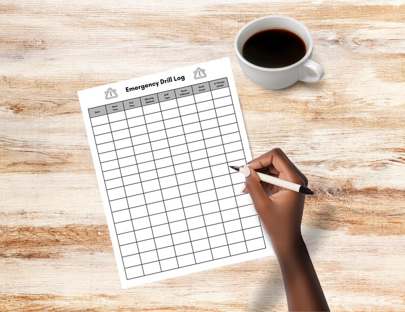 Emergency Drill Log: Fire, Evacuation, Lockdown - Printable Emergency ...