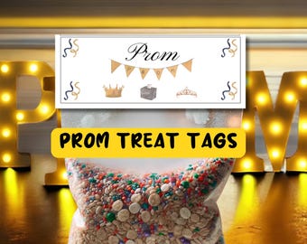 Prom Treat Bag Tags,Printable Party Favors (PDF), prom favor bags, prom themed treat bag toppers, Prom essentials bag topper,Prom tag