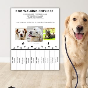 犬の散歩サービスの切り取り式チラシテンプレート、犬の散歩のマーケティングチラシ、犬の散歩サービスの切り取り式チラシ、犬の散歩の広告チラシ