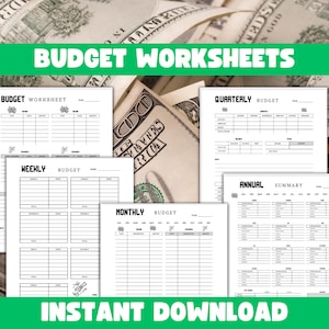 Printable Budget Planner: Simple Budget Planner for Beginners, Personal Finance, Bills & Goals Finance Tracker Templates,Expense  Goals