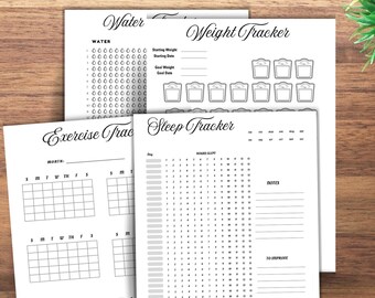 Health Tracker Printable Bundle, health wellness Self Care Journal, Health planner,Printable Health & Wellness Trackers for self care,