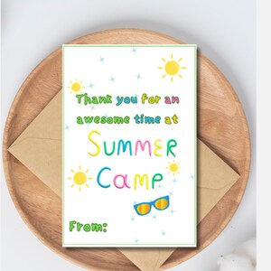 Summer Camp Gift Card Holder: Teacher/Counselor Thank You (PDF Downloadable File)