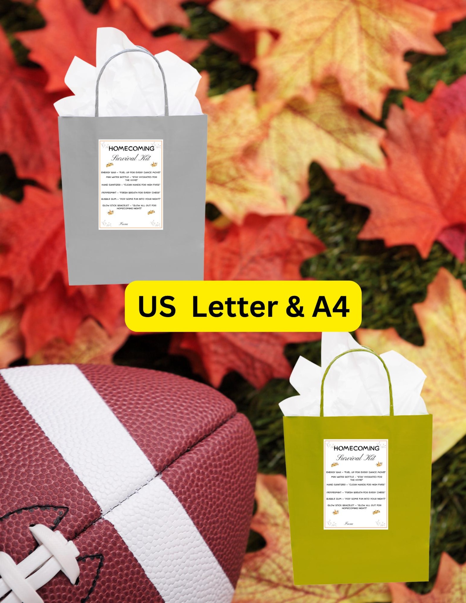 Homecoming Survival Kit Tag: Printable Favor Tags, Fall Homecoming Kit ...