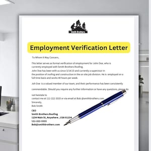 Carta de verificación de empleo, confirmación de empleo, verificación de trabajo, carta de verificación de empleado, confirmación de salario de empleo