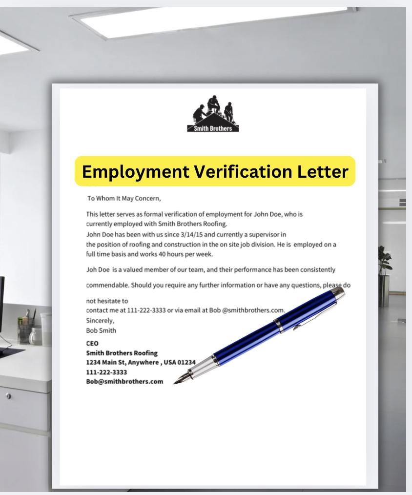 Fillable Employment Verification Letter Template (PDF)