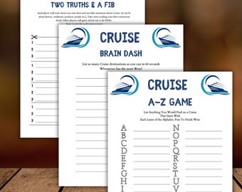 Cruise themed Games Bundle: Printable 3 cruise games pack, Cruise Vacation Games PDF,Cruise Theme Party Games, for Bon Voyage or Sail Away