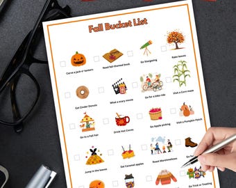 Lista de actividades familiares para otoño (imprimible): Planificador de actividades de otoño, Lista de actividades para otoño (imprimible), Lista de actividades para otoño, Lista de verificación de actividades de otoño