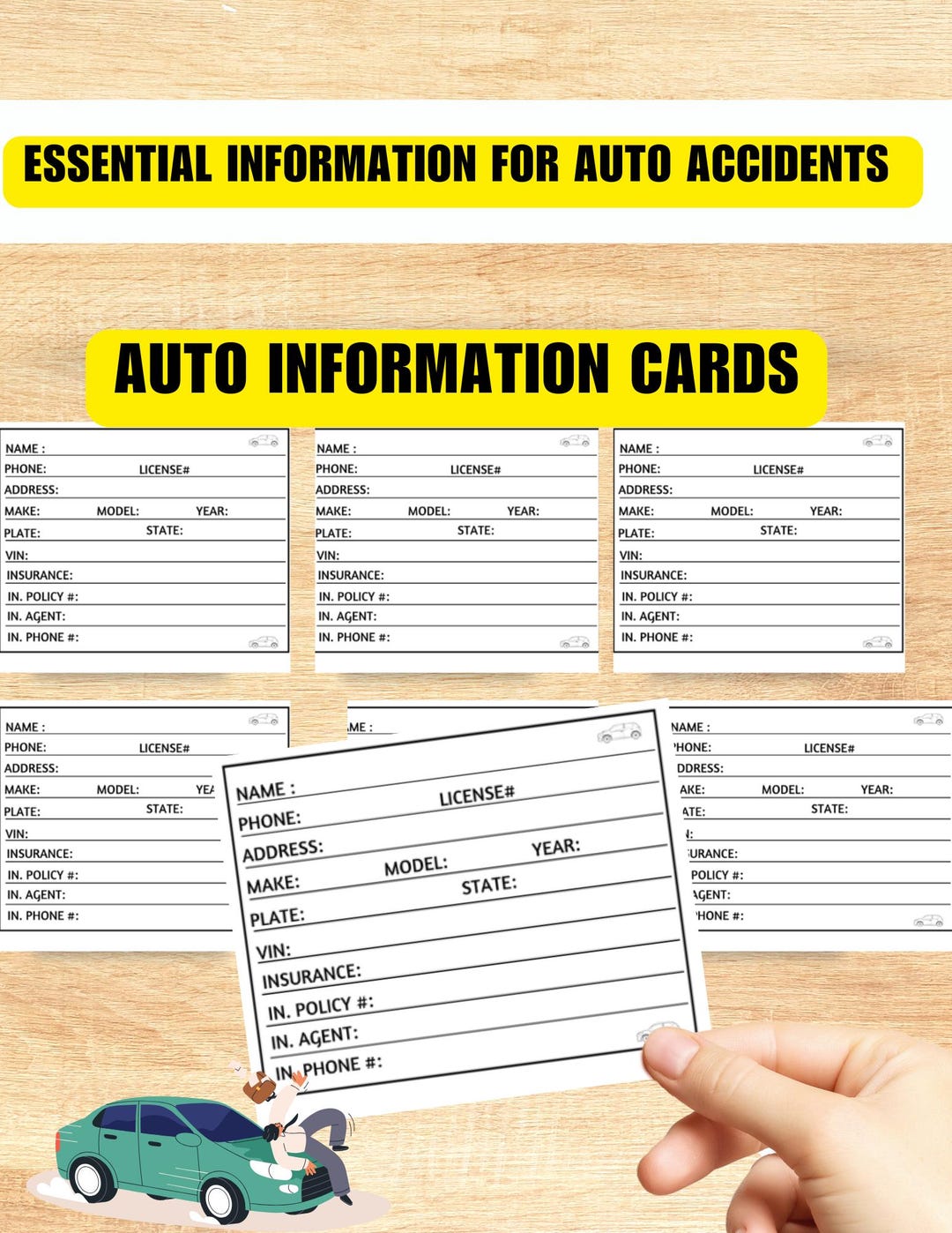 Car Accident Information Exchange Card Printable PDF for Glove ...
