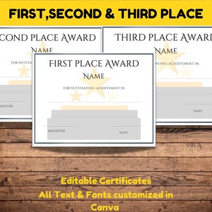 Contest Recognition Awards Bundle - Editable Certificates and Trophies ...
