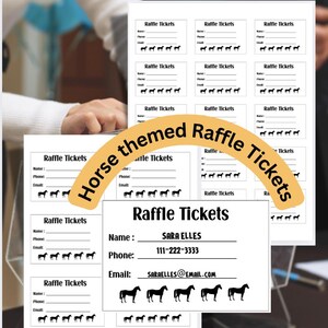 Druckbare Tombola-Veranstaltung und Spendenaktion für Pferdeliebhaber, Raffles-Loos in 3 Größen, minimalistisches Design, unverzichtbar für Ihre Fundraiser oder Tombola