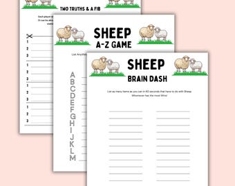 Paquete de juegos para fiestas de ovejas: actividades imprimibles de cumpleaños con animales de granja, actividades para fiestas temáticas de ovejas, juegos de corral, juegos para fiestas de ovejas/corderos.