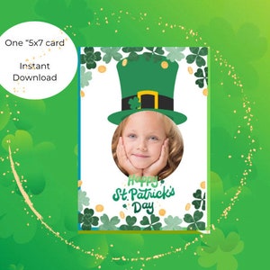 Printable St Patrick’s Day Personalized Photo Frame Card, Kids ...