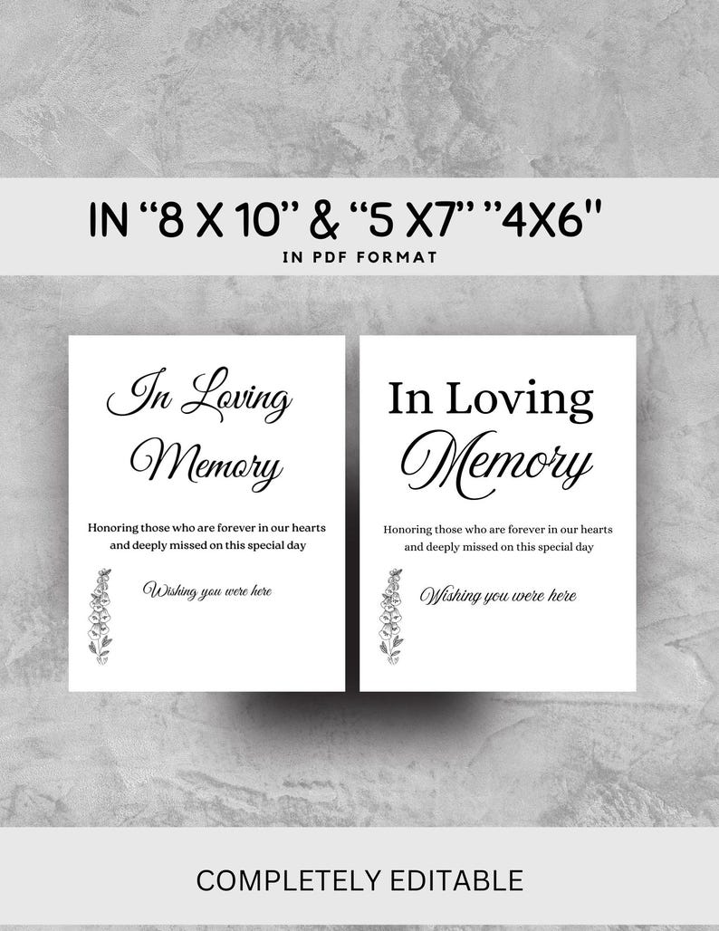 In Loving Memory Sign Printable,memorial Table Sign,celebration of Life ...