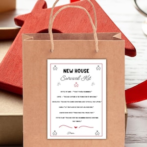 New House Survival Kit, New House Printable gift tag, New home Survival Kit Bag Tag,Welcome Home Kit ,Housewarming Kit,New Nest Necessities