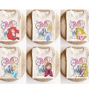 Custom Disney Princess Shirt,Cinderella Shirt,Snow White Tee, Little Mermaid Tee, Rapunzel Tee, Aurora Shirt, Moana Tee, Mickey Castle Shirt