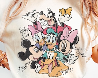 Retro Mickey and Friends Signatures Shirt, Magical Shirt, Disney Characters Tee, Disney Mouse Head Tee, Mickey & Co Gift, Disney Tee