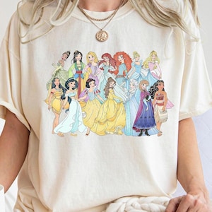Comfort Colors Retro Princess Shirt, Cinderella Snow White Ariel Belle Rapunzel Tee, Disneyland Shirt, Girl Disney Trip