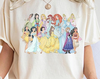 Comfort Colors Retro Princess Shirt, Cinderella Snow White Ariel Belle Rapunzel Tee, Disneyland Shirt, Girl Disney Trip