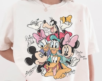 Retro Mickey and Friends Signatures Shirt, Magical Shirt, Disney Characters Tee, Disney Mouse Head Tee, Mickey & Co Gift, Disney Tee