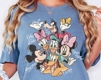 Disney Retro Mickey and Friends Signatures Shirt, Magical Shirt, Disney Characters Tee, Disney Mouse Head Tee, Mickey & Co Gift, Disney Tee