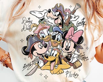 Disney Mickey and Friends Pirates Signatures Shirt, Yo Ho Yo Ho A Pirate’s Life for Me, Pirates of the Caribbean, Disney Family Cruise Trip