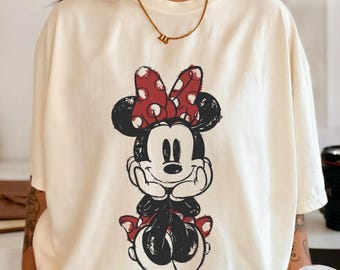Comfort Colors Disney Minnie Mouse Shirt, Cute Vintage Minnie Portrait Shirt,Mickey and Friends Tee, Minnie Sketch, Disney Best Friends Tee