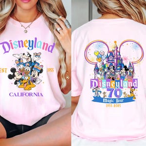 Retro Disneyland 70th anniversary 1955-2025 shirt, 70 years of magic shirt, Mickey & friends Disneyland Castle Platinum Celebration