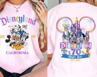 Retro Disneyland 70th anniversary 1955-2025 shirt, 70 years of magic shirt, Mickey & friends Disneyland Castle Platinum Celebration