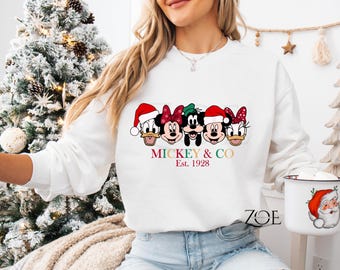 Mickey and friends Sweatshirt,Disney Mickey & Co Est. 1928 Christmas Shirt,All Disney Characters Christmas Shirt,Disney Christmas Sweater