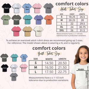 a girl wearing a t - shirt that says comfort colors