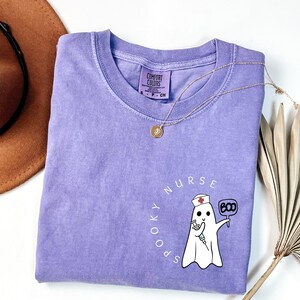 Comfort Colors Halloween Ghost Nurse Shirt,Spooky Nurse Shirt, Nurse Gift For Women, Spooky Season Shirt, Funny Nurse Hallowen Shirt image 7